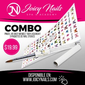 Combo 1 Pincel #8 y 3 Nails Stickers